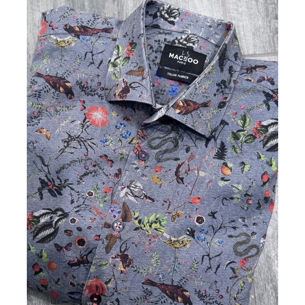 MACEOO Long Sleeve Button Up Shirt Size 5 XL Nature Outdoor Bird Print